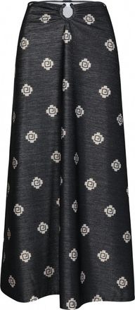 Johanna Ortiz Womens Shimmering Keel Midi Skirt In Black/ecru
