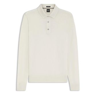HUGO BOSS Truien & Vesten, Heren, Wit, L, Wol, Lancione Knit Polo