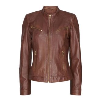 Notyz Leren jassen - Dames - Leren en Su&egrave;de Jassen - Bruin - XL - Leer - Jassen