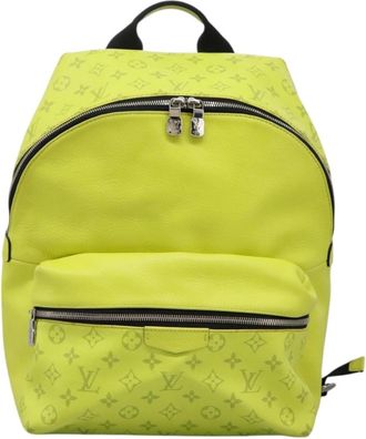 Louis Vuitton Discovery Backpack Monogram Taigarama Yellow Leather Backpack Bag (Pre-Owned)