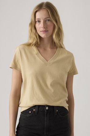 Levi's T-shirt squadrata con scollo a V - Donna - XS - Beige / Safari Slub