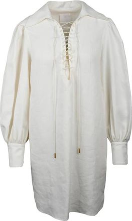 Givenchy Tunica Garzata - Dames - Korte kleedjes - Beige - M - Linnen - Kleedjes