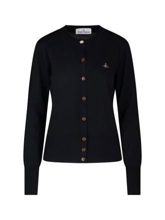 Vivienne Westwood Classic Crew Neck Cardigan With Embroidered Logo