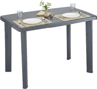Dmora Tavolo da Esterno Pinedale, 6 Posti, Lunghezza Massima 101 cm Made in Italy, Finitura Effetto Liscio, 101x68x72h cm Nero Antracite