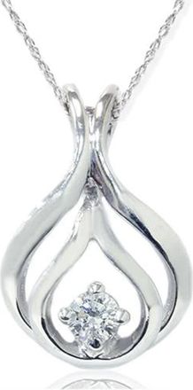 Pompeii3 1/10ct Solitaire Diamond Pendant 14K White Gold