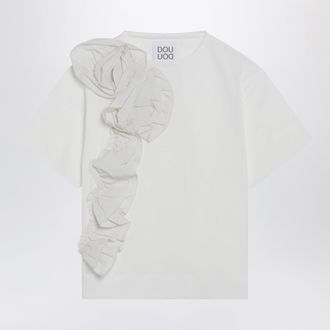 Douuod Ivory T-shirt with floral appliqu&eacute;