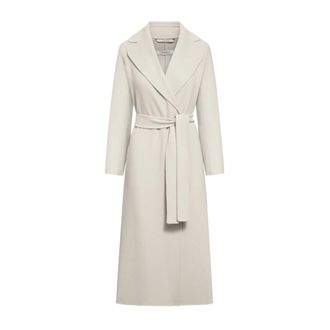 Max Mara Belted Coats, female, Beige, 2XS, Elegant Wool Coat with Belt Pockets