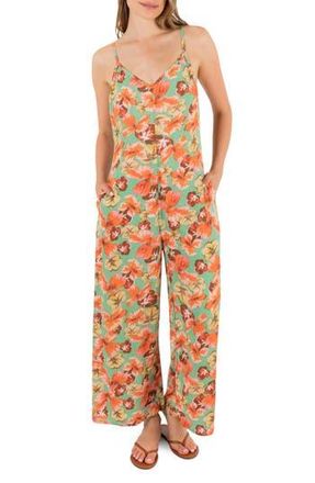 Hurley Gingko Clouds Pring Wide Leg Jumpsuit in Ginko Green at Nordstrom Rack, Size X-Small