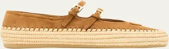 Prada Suede Double Mary Jane Strap Espadrilles