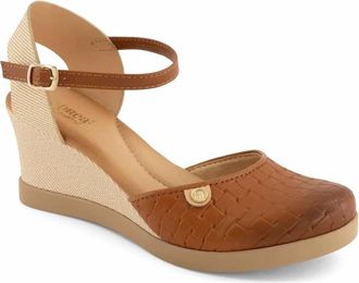 Andrea Womens Ankle-Strap Wedge In Brown