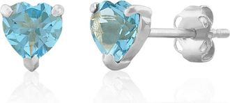 MAX + STONE 14K White or Yellow Gold 3 Prong Heart Shape Gemstone Stud Earrings