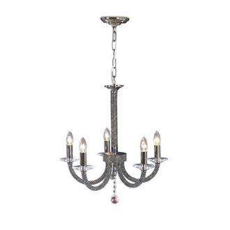 Netlighting Elena Ceiling Pendant Chandelier 5 Light Black Chrome Crystal