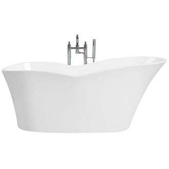 Beliani Ba&ntilde;era Independiente Acr&iacute;lico Sanitario Blanco Brillante Ovalada 170 X 80 Cm Minimalista Moderno Dulcina