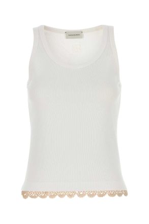 Magda Butrym Wit Rekbare Katoenen Tanktop