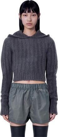 Rick Owens Felpa corta con cappuccio e maniche lunghe - - Sweatshirts & Hoodies - Donna - Grigio - M