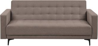Beliani Sofa Bed Taupe Fabric Tufted Modern Living Room Modular 3 Seater Black Legs Track Arm ABERDEEN