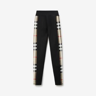 Burberry Check Trim Stretch Jersey Leggings
