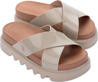 Melissa Cozy Cross Platform Slide Sandal in Beige/Brown at Nordstrom, Size 10