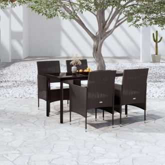 vidaXL Juego De Comedor De Jard&iacute;n 5 Piezas Con Cojines Negro Vidaxl