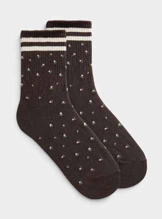 Simons Womens Mini-flower and stripe ankle socks