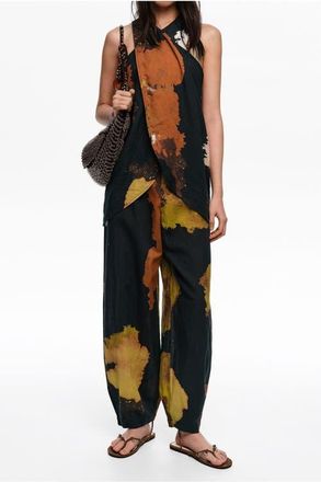 Bimba & Lola Baggy Linen-Blend Trousers in Blot Xl Black at Nordstrom, Size 40