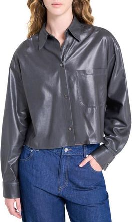 TWP Little Big Joe Leather Snap-Up Shirt in Urban Chic at Nordstrom, Size X-Large