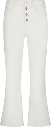 Liu Jo High-Waisted Bootcut Broek - Dames - Wijde Broeken - Wit - W25 - Katoen - Broeken