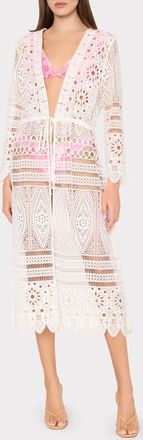 Milly Tiered Eyelet Embroidered Cover-Up Dress in White at Nordstrom, Size X-Small