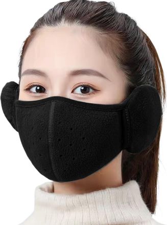 Generic Winter 2-in-1 Windproof Earmuffs Face Cover, Plush And Thick Polar Fleece Warm Face Cover, Built In Ear Strap Winter Accessory For Walking, Skiing, Ou