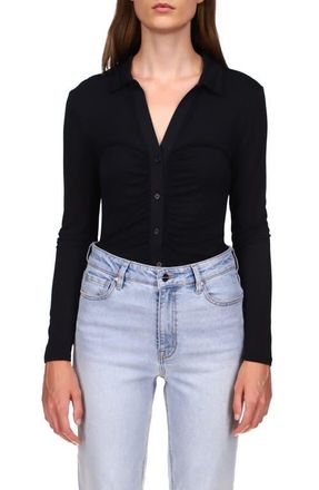 Sanctuary Dreamgirl Button-Up Top in Black at Nordstrom, Size Medium