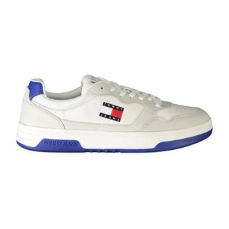 Tommy Hilfiger Sneakers, male, White, Size: 10 US Sporty White Sneakers with Blue Details