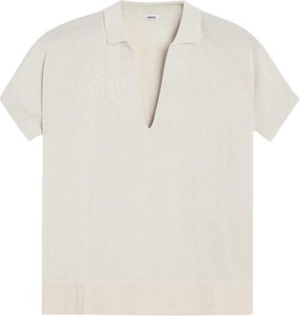 Aspesi Polo Shirt 100% Katoen Model 3616 - Dames - V-hals truien - Beige - M - Katoen - Truien & Vesten
