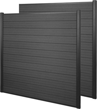 Hhg Hhg - Cortina Wpc Sarthe, Valla Cortaviento, Postes De Aluminio, Lote De 2, 3,75m Antracita