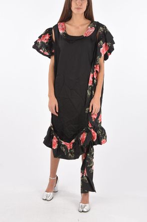 Maison Margiela MM0 maxi dress stampa floreale in seta cold shoulder Maison Margiela