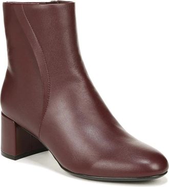 Naturalizer River Boots Red Leather Side Zip Block Heel Bootie JZZ1125