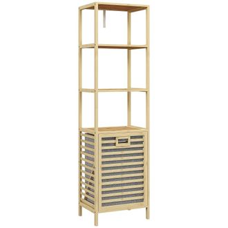 HOMCOM Estanter&iacute;a de ba&ntilde;o 44x33x160 cm madera natural