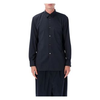 Comme Des Gar&ccedil;ons Overhemden, Heren, Blauw, XL, Wol, Wool Shirt Gessata