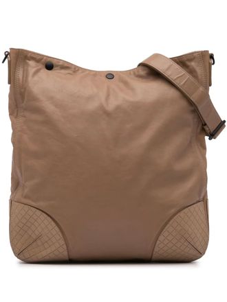 Bottega Veneta 2012-2024 Intrecciomirage Trimmed Leather crossbody bag - Brown