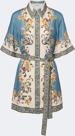 Alemais Al&eacute;mais Joan belted printed linen shirt dress
