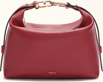 Furla Tonie Borsa A Spalla M Ciliegia D Rosso Pelle Morbida Testurizzata Ares Donna