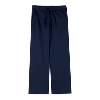 Oltre Palazzo Broeken in Poplin - Dames - Wijde Broeken - Blauw - S - Katoen - Broeken