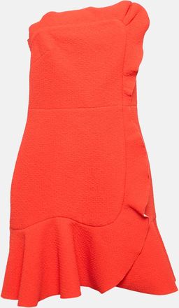 Sandro Orange Textured Jersey Ruffled Mini Dress