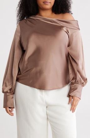 Renee C Drop Shoulder Satin Top in Dune at Nordstrom Rack, Size 3X