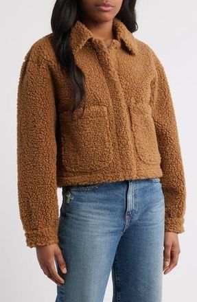 Lucky Brand Patch Pocket Faux Fur Crop Jacket in Cappucino at Nordstrom Rack, Size X-Small