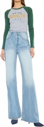 Kancan High Rise Wide Slit Jeans In Light Wash