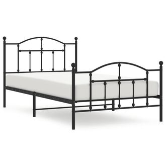 Berkfield Home Metal Bed Frame with Headboard & Footboard Black 107x203 cm