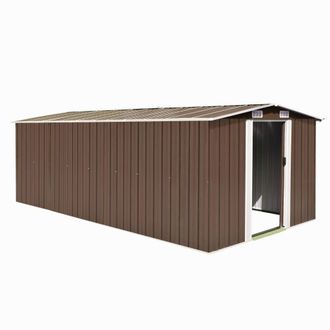 Berkfield Home Garden Shed 257x489x181 cm Metal Brown | Size: 257 x 489 x 181 cm