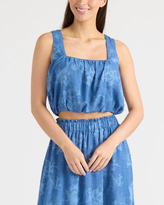 Ellen Tracy Womens Gathered Sleeveless Tank Top