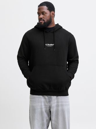 Jack & Jones Plus Size Kapuzensweatshirt JJESOHO SWEAT HOOD NOOS PLS, Herren, Gr. 4XL, schwarz, angeraute Sweatware, Obermaterial: 80% Baumwolle, 20% Polyester, JACK & JONES