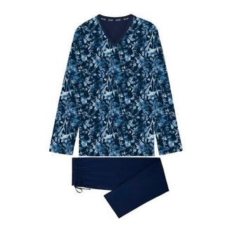 HOM Compiegne Long Pajama Set in Navy Print at Nordstrom, Size Xx-Large